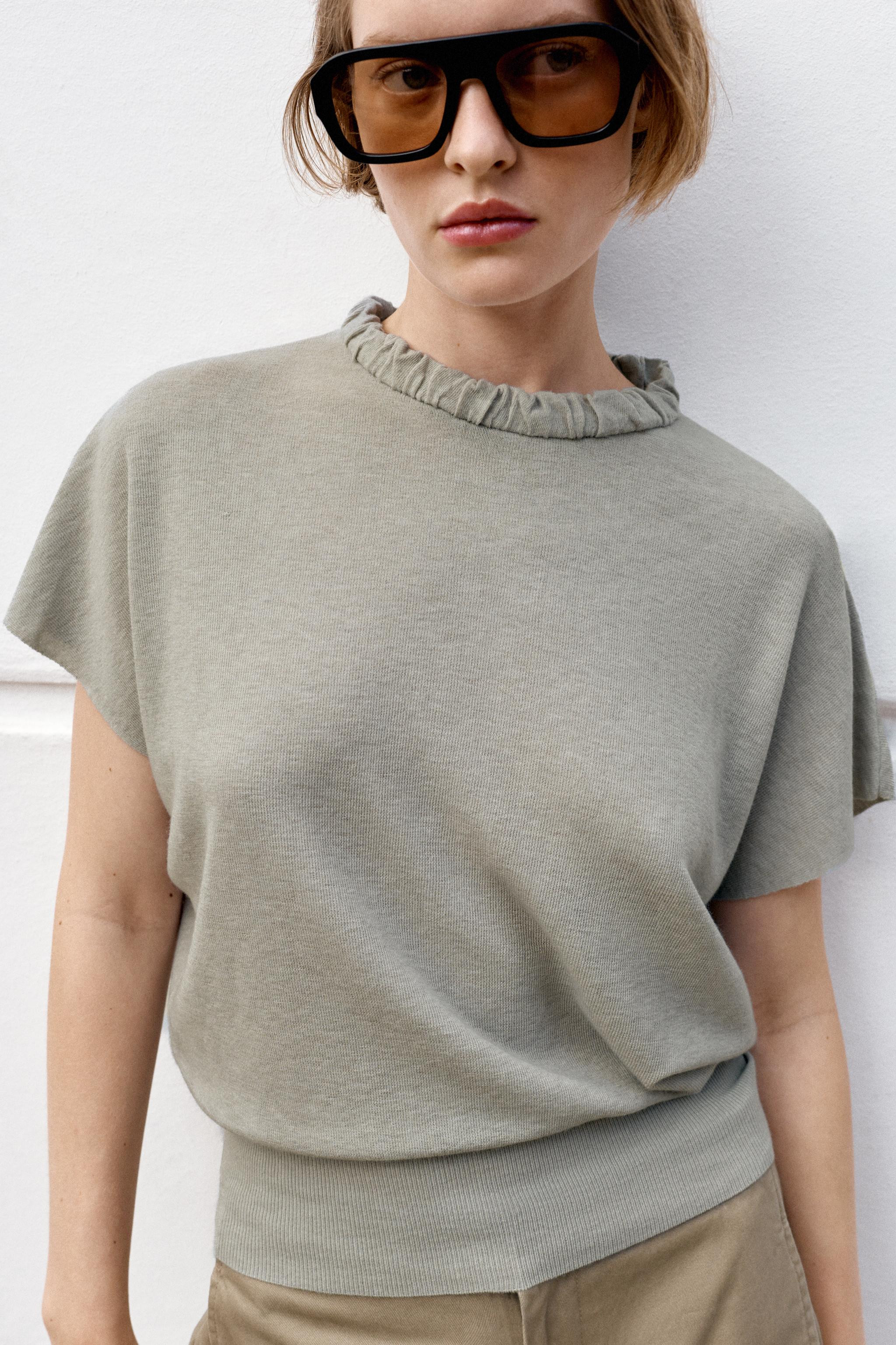 GATHERED NECK KNIT TOP | Zara US