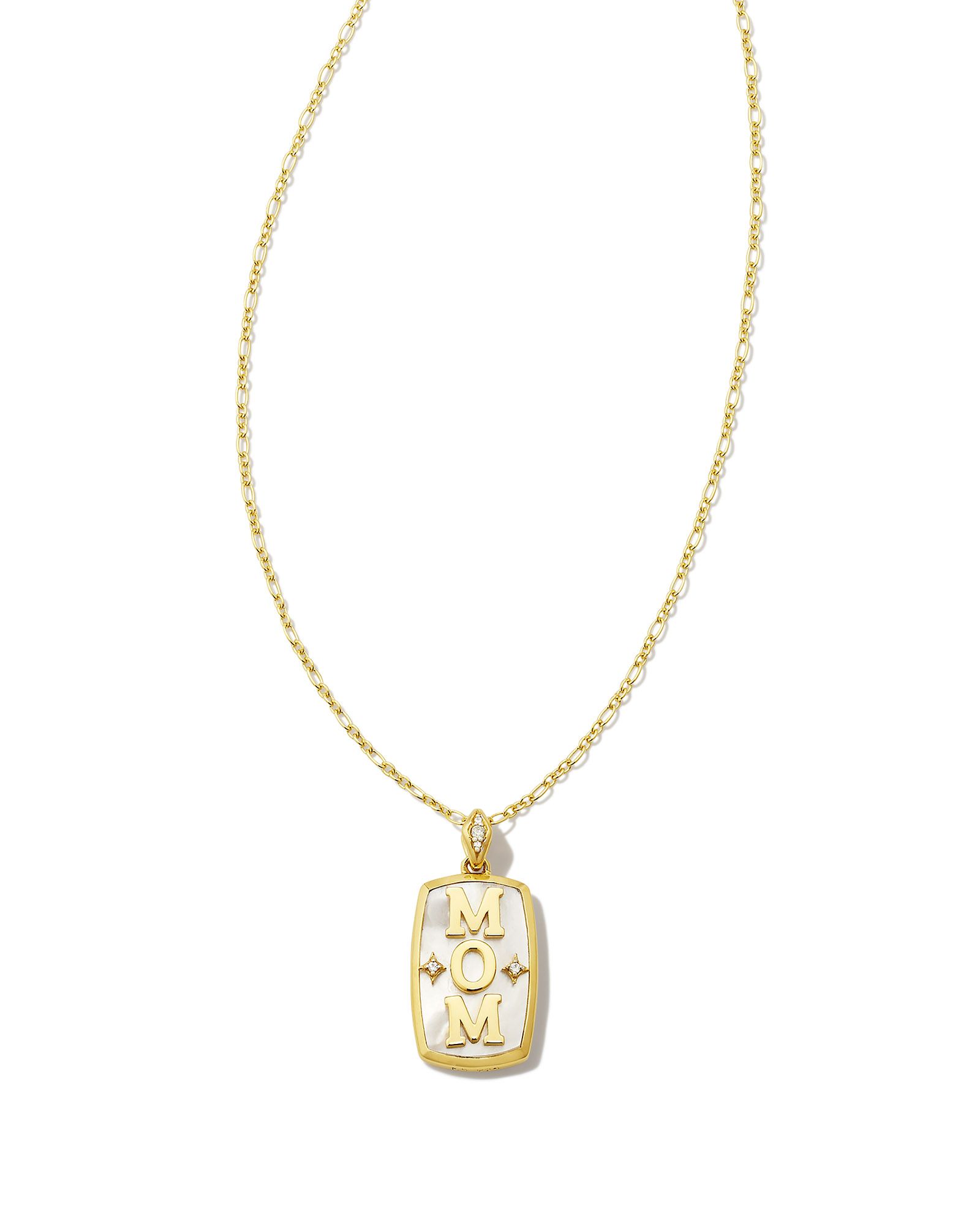 Mom 18k Gold Vermeil Stone Tag Necklace in Ivory Mother-of-Pearl | Kendra Scott | Kendra Scott