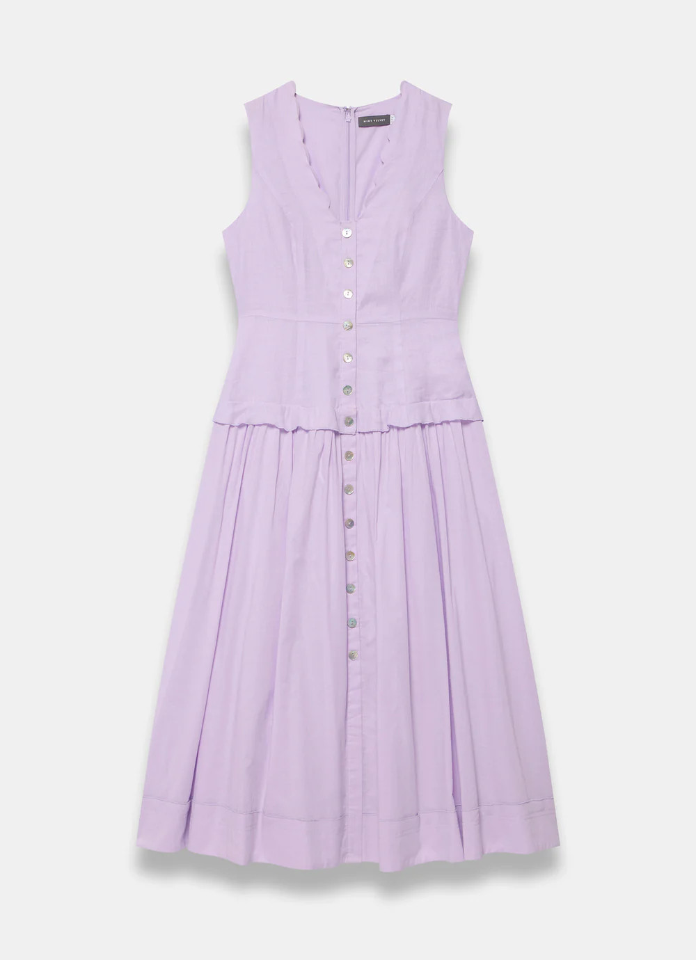 Lilac Ramie Drop Waist Midi Dress | Mint Velvet