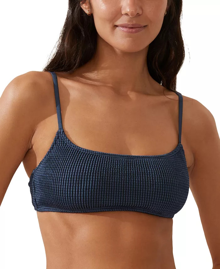 COTTON ON Women's Textured Straight-Neck Cropped Bikini Top - Macy's | Macy's