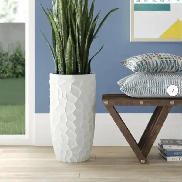 White MgO Geometric Pattern Round Tall Planter - 22" H x 12" Diameter | Bed Bath & Beyond