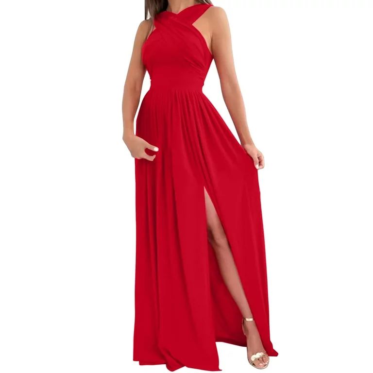 HSMQHJWE Red Dresses For Women Semi Formal Dresses Women Off Shoulder Elegant Evening Dress Fashi... | Walmart (US)