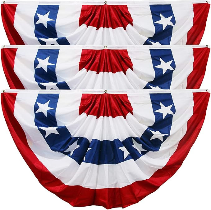 3 Pack American Flag Bunting for Outside,Patriotic 4th of July Decorations,3x6 FT Patriotic Bunti... | Amazon (US)