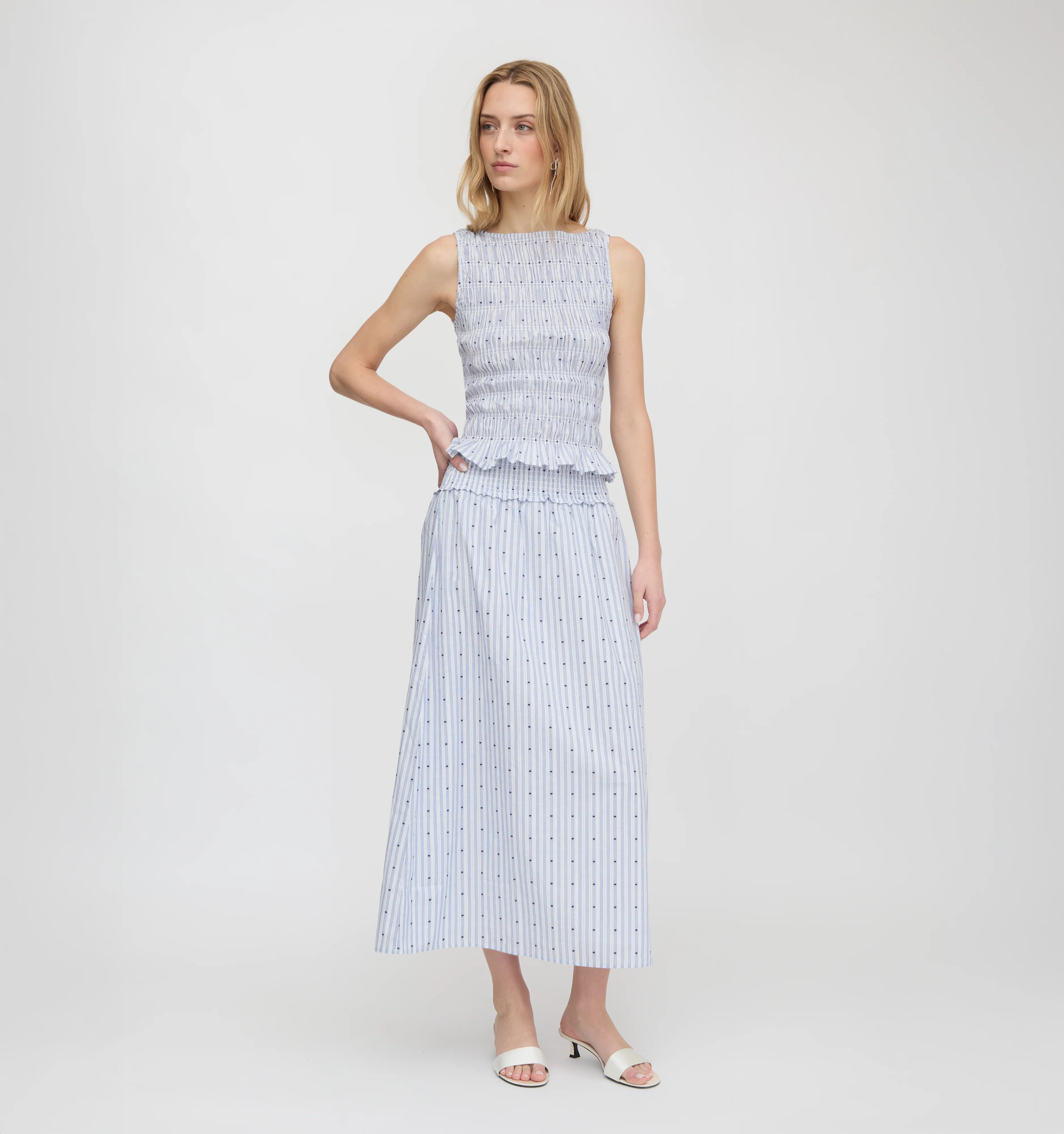 The Delphine Nap Skirt - Blue Swiss Dot | Hill House Home US