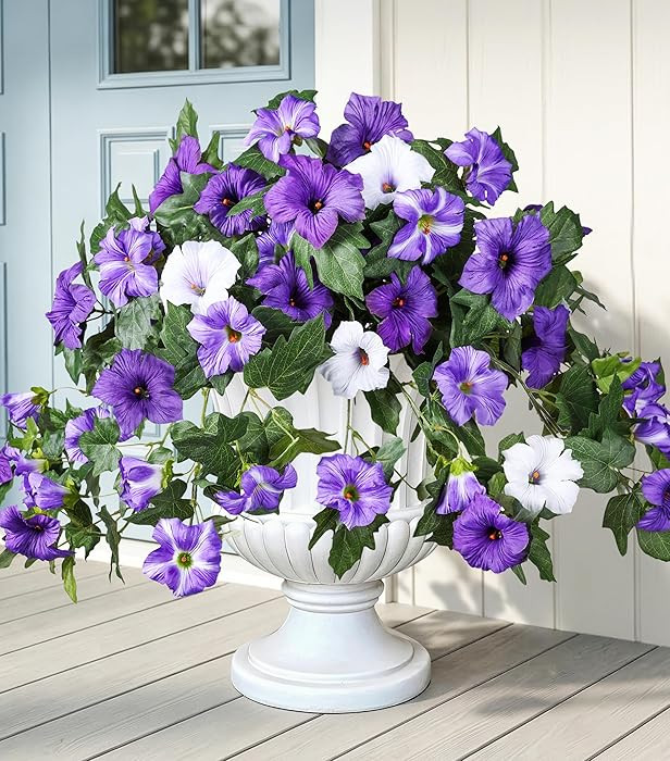 HyeFlora Artificial Flowers for Outdoors 2PCS Faux Petunias Silk Fake Flowers for Outside Planter... | Amazon (US)