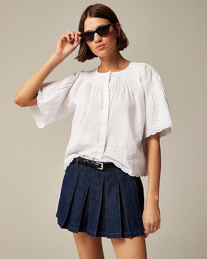 Jolie top in eyelet cotton poplin | J. Crew US