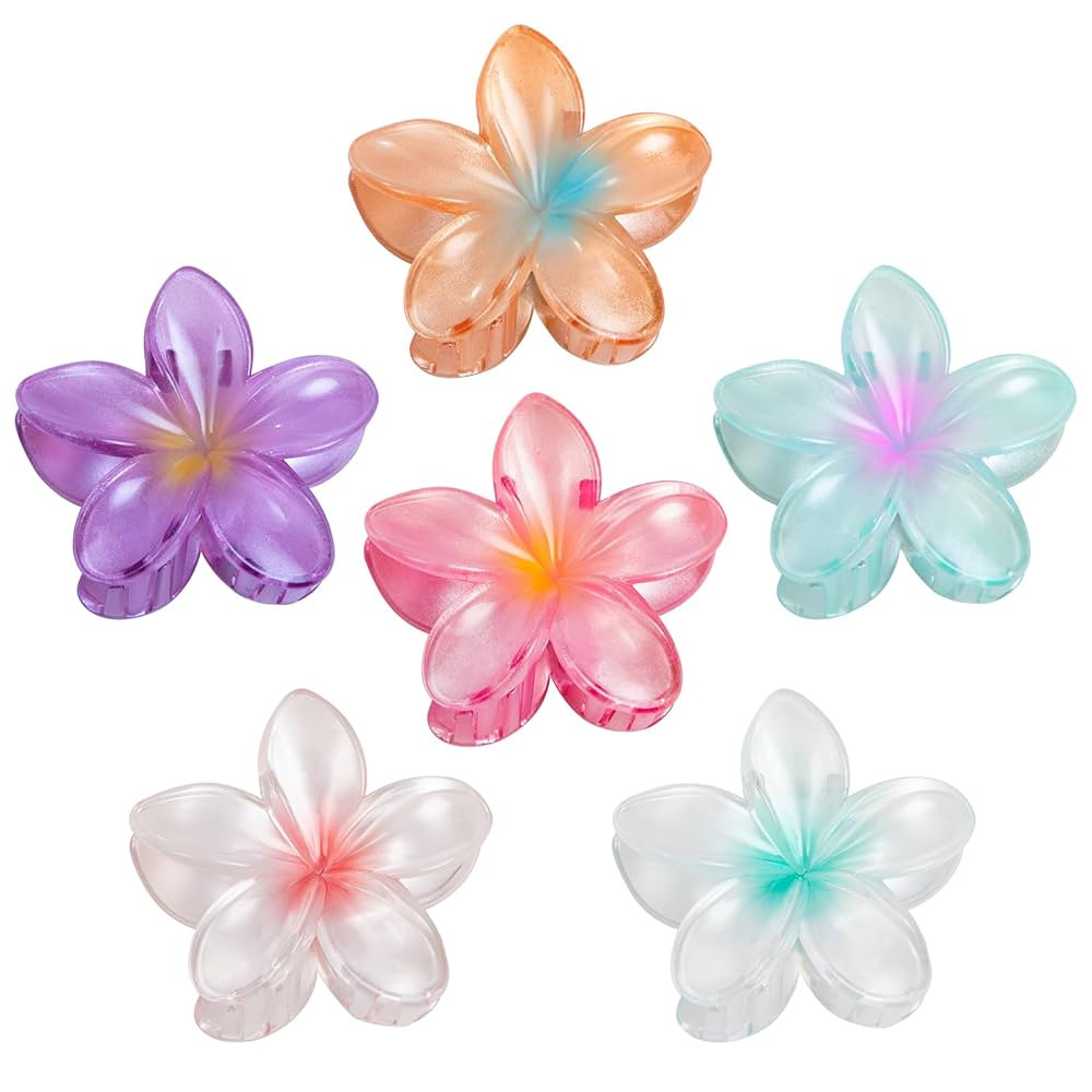 Hawaiian Flower Hair Claw Clips, Plumeria Preppy Hair Clips, Summer Beach Cute Hair Accessories f... | Amazon (US)