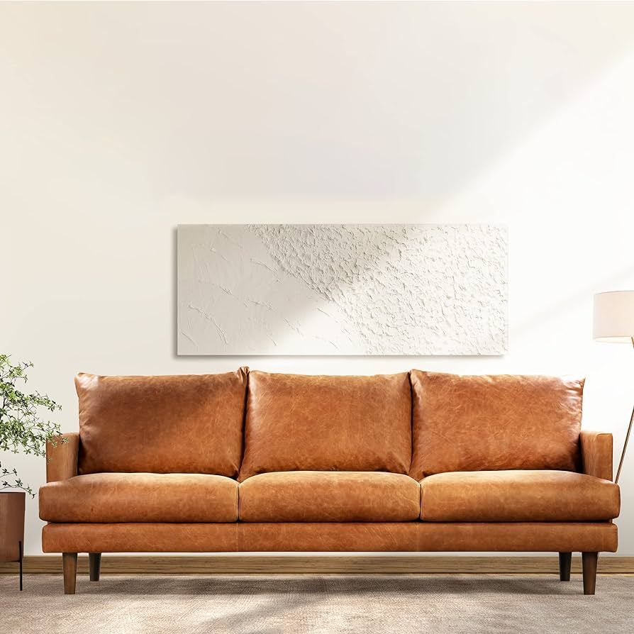 POLY & BARK Girona Leather Couch – 88-Inch Leather Sofa with Tufted Back - Full Grain Leather C... | Amazon (US)