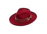 Fedora hat, Classic Red Fedora Hat with Grosgrain Band and Flat Brim for Men and Women Handmade of 1 | Amazon (US)