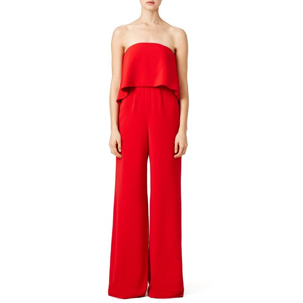 Jay Godfrey Red Retro Ruffle Jumpsuit red | Rent the Runway
