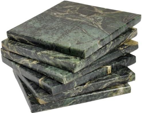 Marble Object 4-Pieces Natural Stone Marble Coaster Set/Home Decor/Wedding Gift (Green) | Amazon (US)