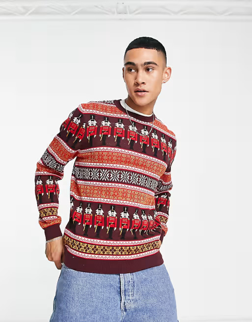 ASOS DESIGN knit Christmas sweater with Fairilse & nutcracker design | ASOS (Global)
