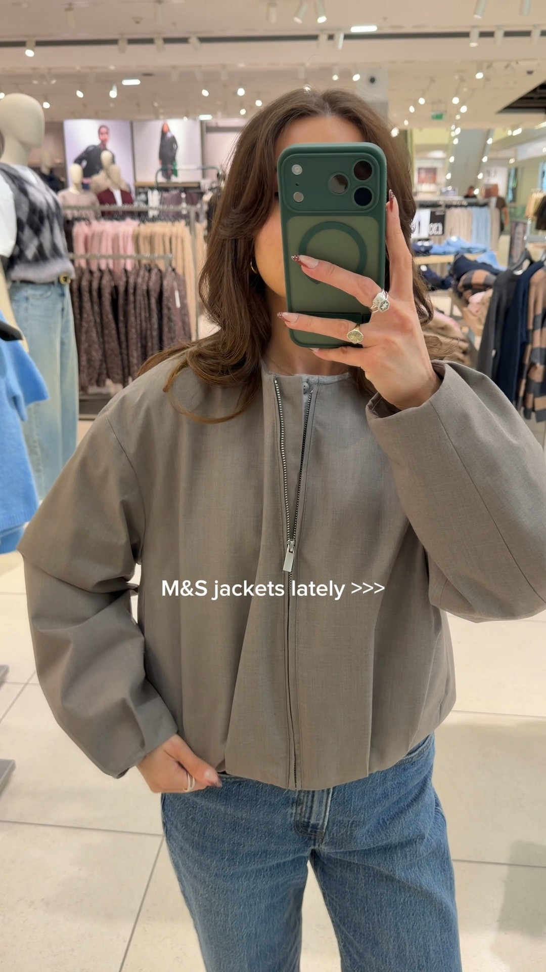 M&S cropped grey bubble hem jacket 🤍🍂

#LTKuk #LTKFashionMonth #LTKautumn