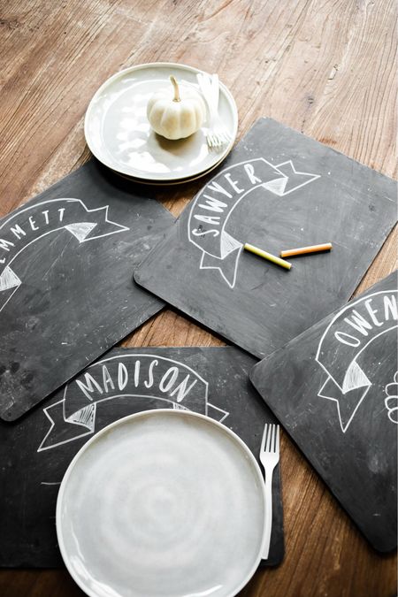 Upcycle some old placemats with me  and turn them into cute chalkboard mats for the kids thanksgiving table! 

#LTKfindsunder50 #LTKSeasonal #LTKhome