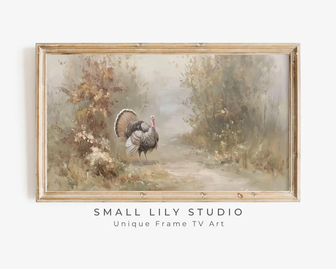 FRAME TV Art Turkey in Fall Country Landscape, Thanksgiving Samsung Frame TV Art, Vintage Style T... | Etsy (US)