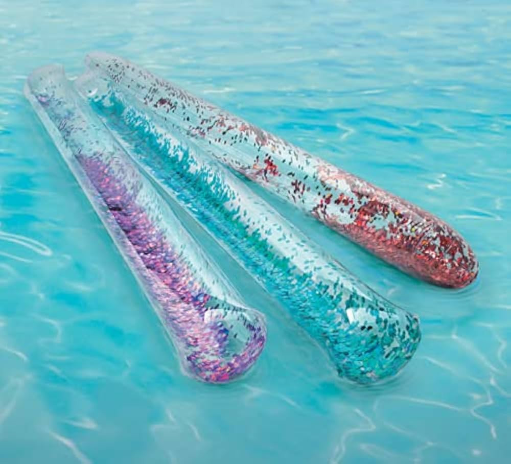 Glitter Filled Inflatable Pool Noodle - 5 feet Long - Set of 6 - Outdoor Pool and Beach Toys | Amazon (US)