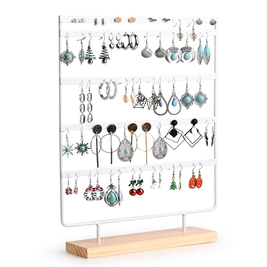 Earring Display Stands, Large Earring Holder Organizer Stand, 5-Tier Earring Rack with 110 Holes ... | Amazon (US)