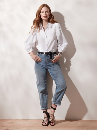 Puff-Sleeve Button-Down Shirt | Banana Republic Factory