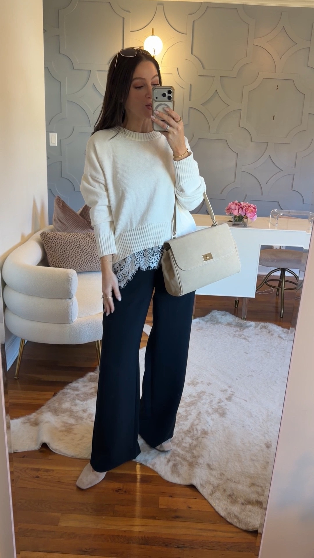 A chic weeknd or elevated casual look! Sizing details:
Sweater: true to size and meant to be slouchy 
Pants: true to size and regular length (I’m 5’5 and a half) 
Tank: true to size 
Flats: sized down half a sizee

#LTKmomlife #LTKOver40 #LTKootd