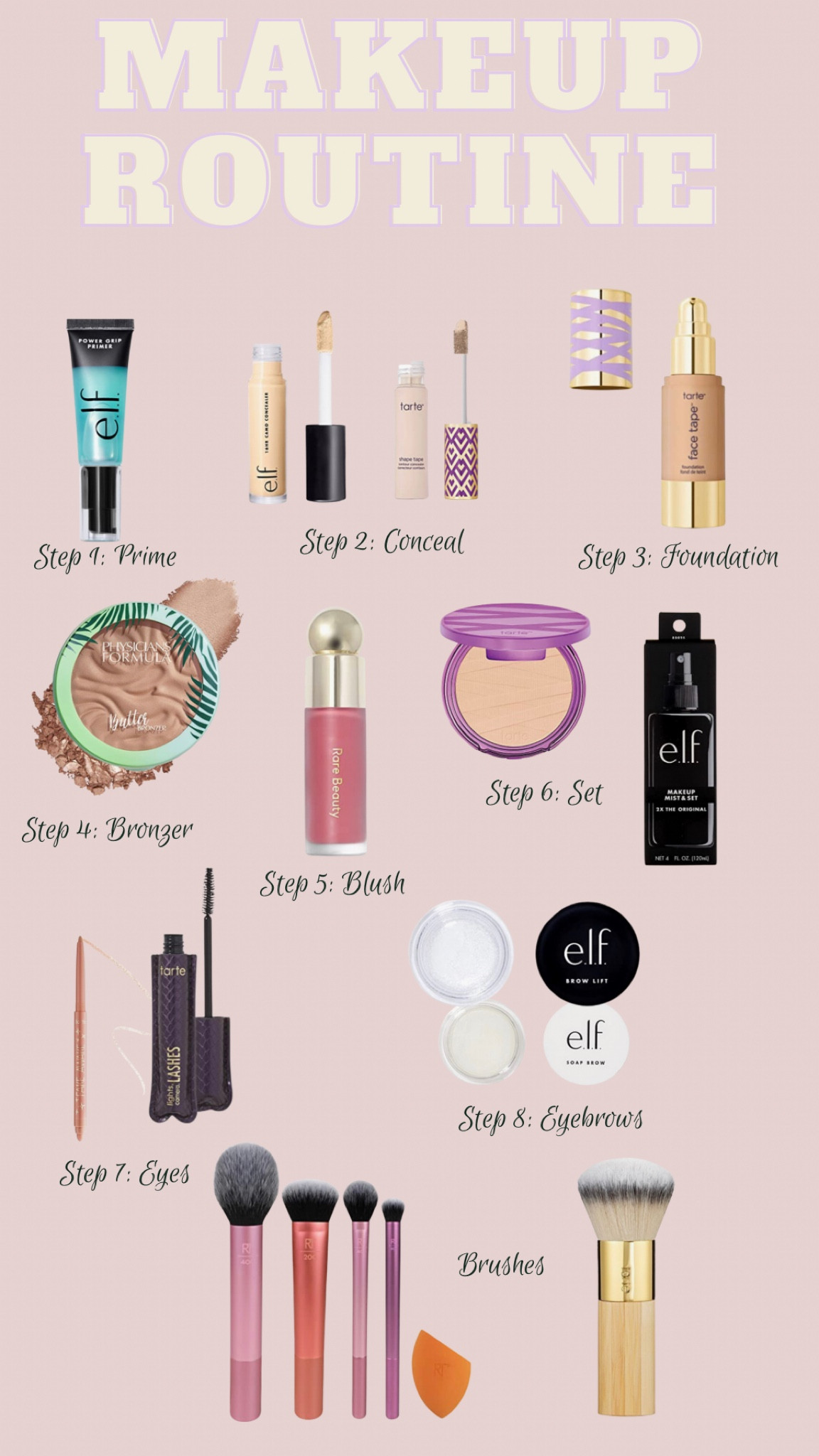 Makeup products I use in my everyday makeup routine! A mix of Tarte, E.l.f., and drugstore brands! 

#LTKbeauty