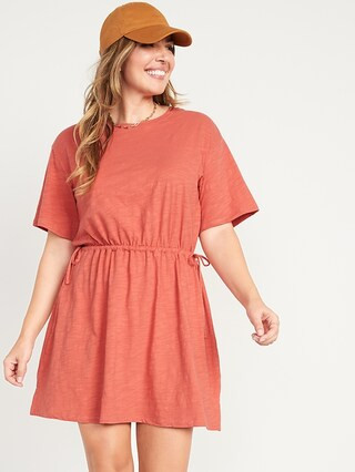 Short-Sleeve Waist-Defined Slub-Knit Mini T-Shirt Dress for Women | Old Navy (US)