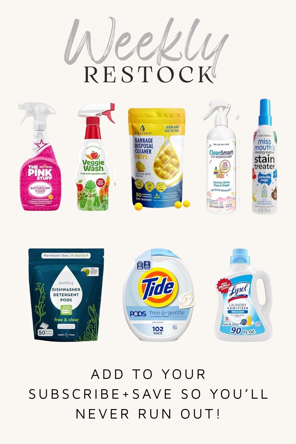 Things I’m Loving Thursday 🤍 | Weekly Restock

These are the items I restock on repeat — the everyday essentials we use constantly and never want to run out of.

One of my biggest time-savers has been adding these to Subscribe + Save so they just show up when we need them. No last-minute store runs, no realizing you’re out of something at the worst time 🙃

If you have staples you buy over and over, Subscribe + Save makes so much sense — especially for things like cleaning supplies, laundry, and household basics.

#LTKdayinmylife #LTKHome #LTKmomlife