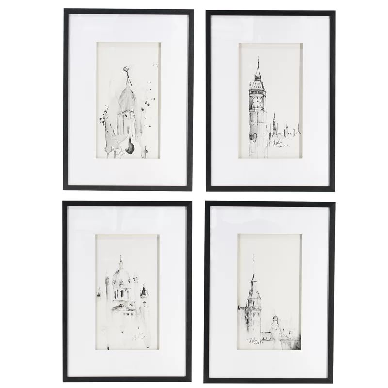 'Architecture' - 4 Piece Picture Frame Painting Print Set (Set of 4) | Wayfair North America