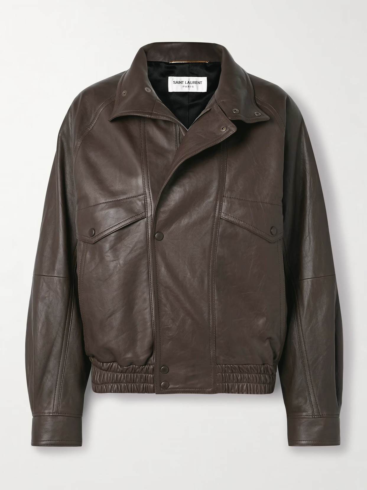 SAINT LAURENT - Leather Jacket - Dark brown | NET-A-PORTER (UK & EU)