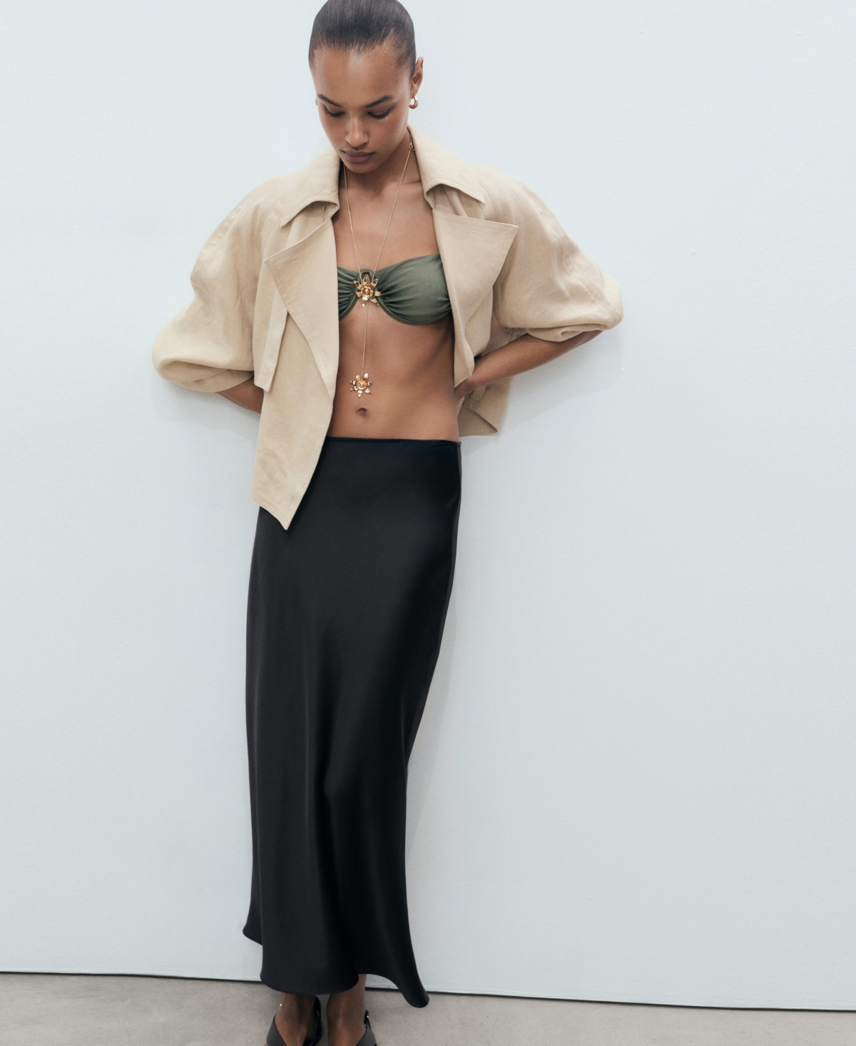 Mango Women's Satin Long Skirt - Black | Macy's