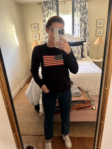 OOTD
Ralph Lauren American flag sweater
Classic sweater
Grandmillennial sweater
Coaster grandmother 
Fit & flare jeans
Mango jeans
Jeans under $50

#LTKstyletip #LTKfindsunder50 #LTKshoecrush