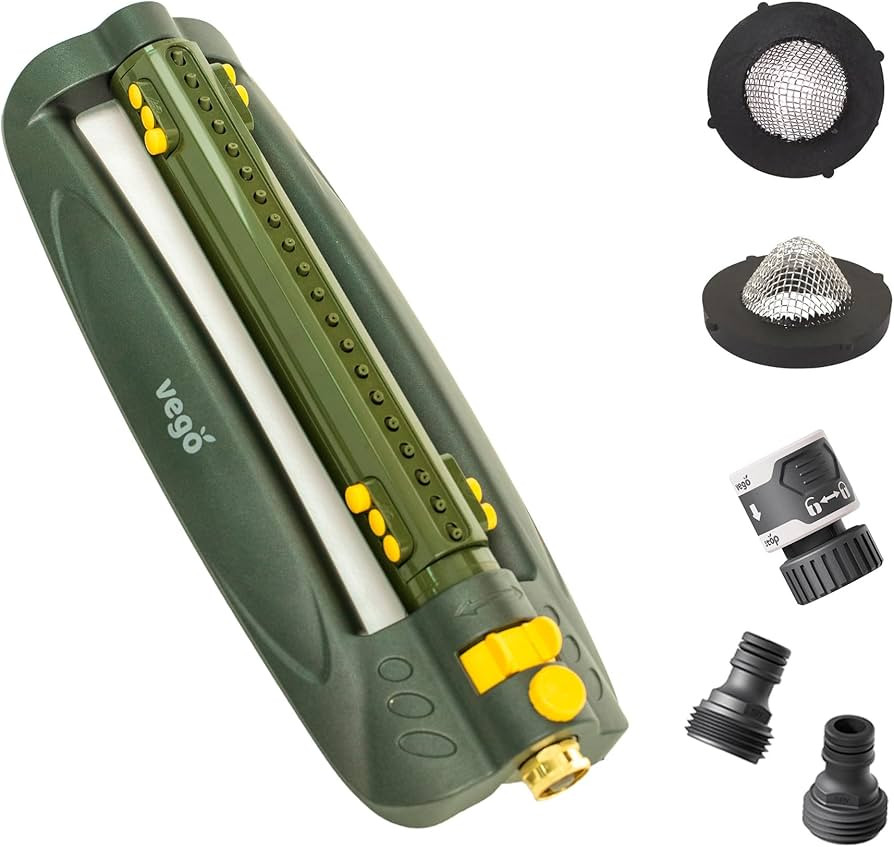 Vego Turbo Oscillating Sprinkler w/Quick Connector Starter Set Metal Base and 20 Precision Nozzle... | Amazon (US)