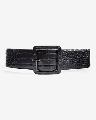 Croc-embossed Wide Prong Buckle Belt | Express