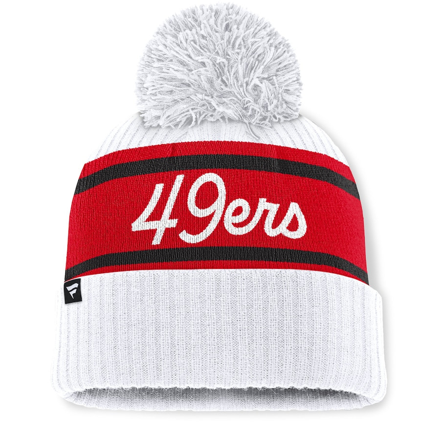 Men's San Francisco 49ers Fanatics White Pass Interference Cuffed Knit Hat with Pom | NFL Shop