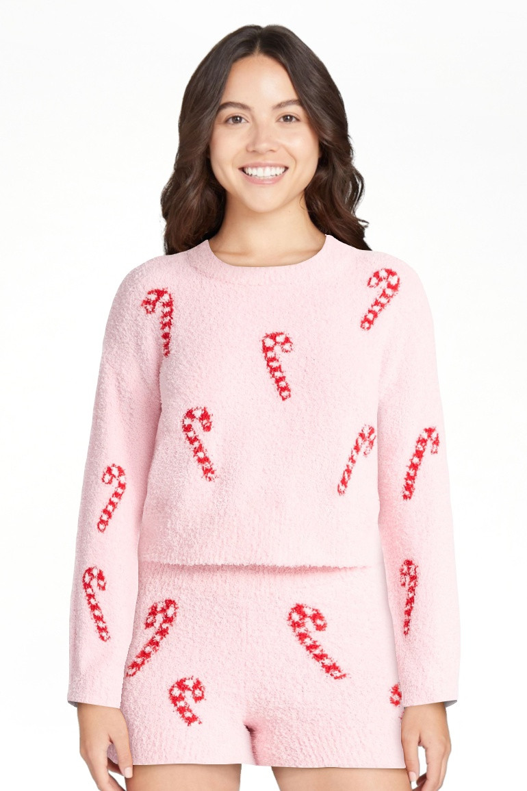 No Boundaries Christmas Plush Sweater and Shorts Set, 2-Piece, Women’s | Walmart (US)