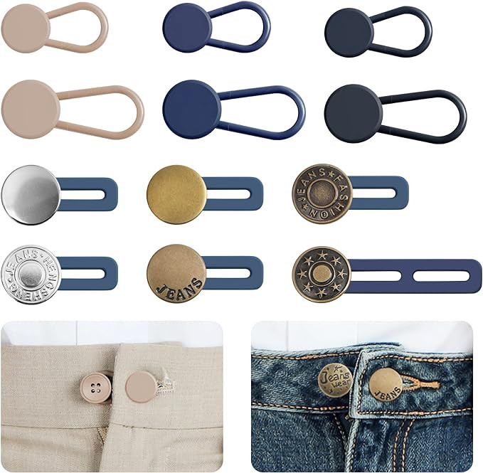 Ceryvop 12 PCS Button Extenders for Jeans, Pants - Waist Extenders for Women & Men, No Sewing Ins... | Amazon (US)