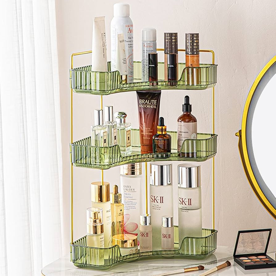 shuang qing 3-Tier Corner Bathroom Counter Organizer – Classic Storage Shelf for Makeup, Perfum... | Amazon (US)
