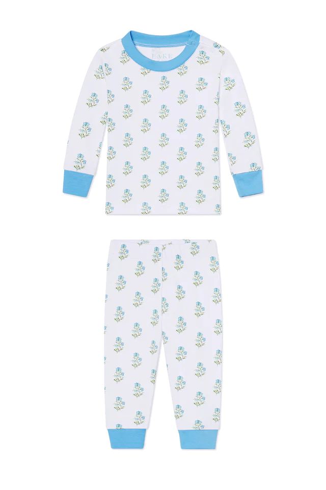 Baby Long-Long Set in Blue Flora | LAKE Pajamas