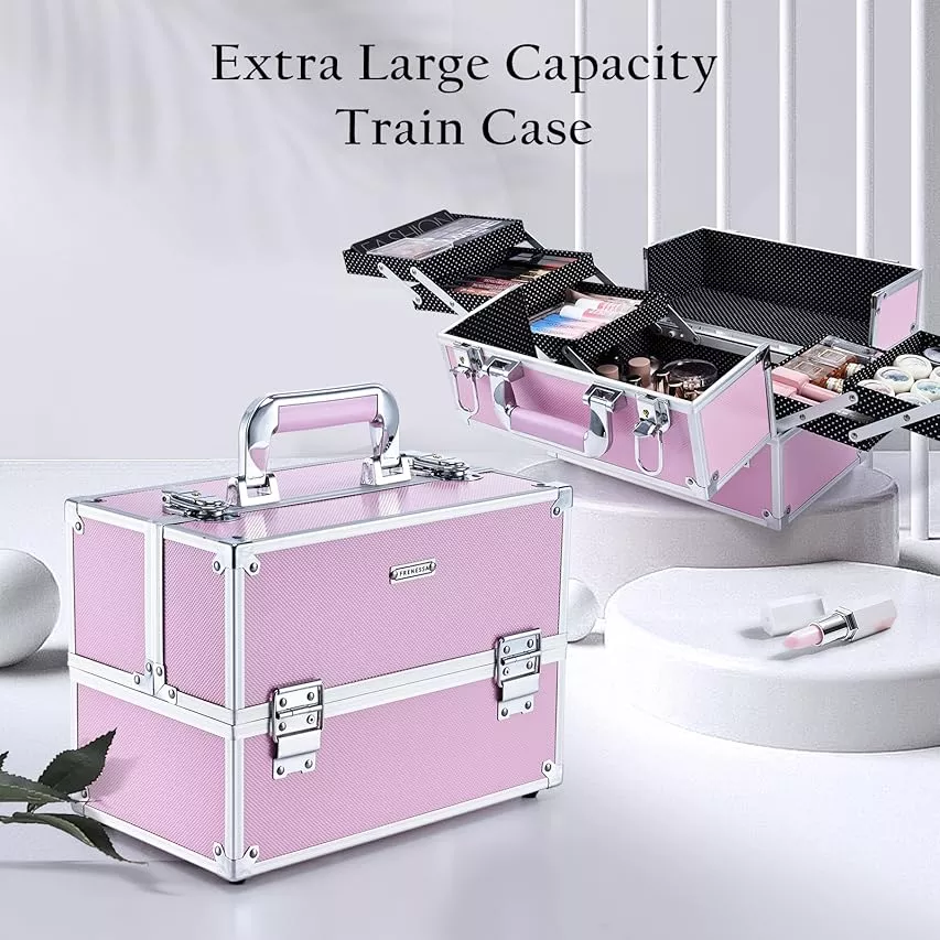 gzcz Travel Makeup Train Case Professional Makeup Case 16 Large Capacity  Cosmetic Case Make up Brush Organizer Portable Artist Storage Bag with