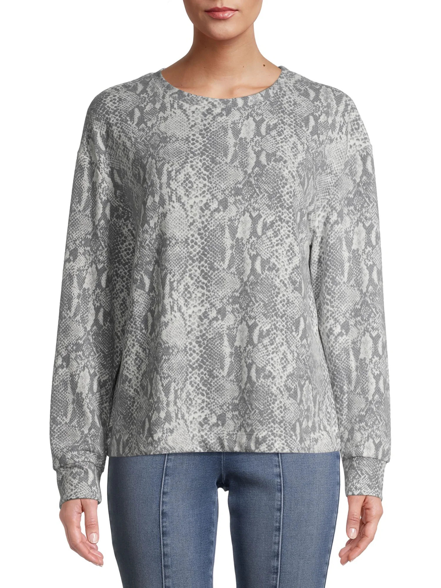 Time and Tru Women's Hacci Crewneck Pullover | Walmart (US)