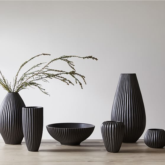 Sanibel Textured Vases Black, Set of 6 | West Elm (US)