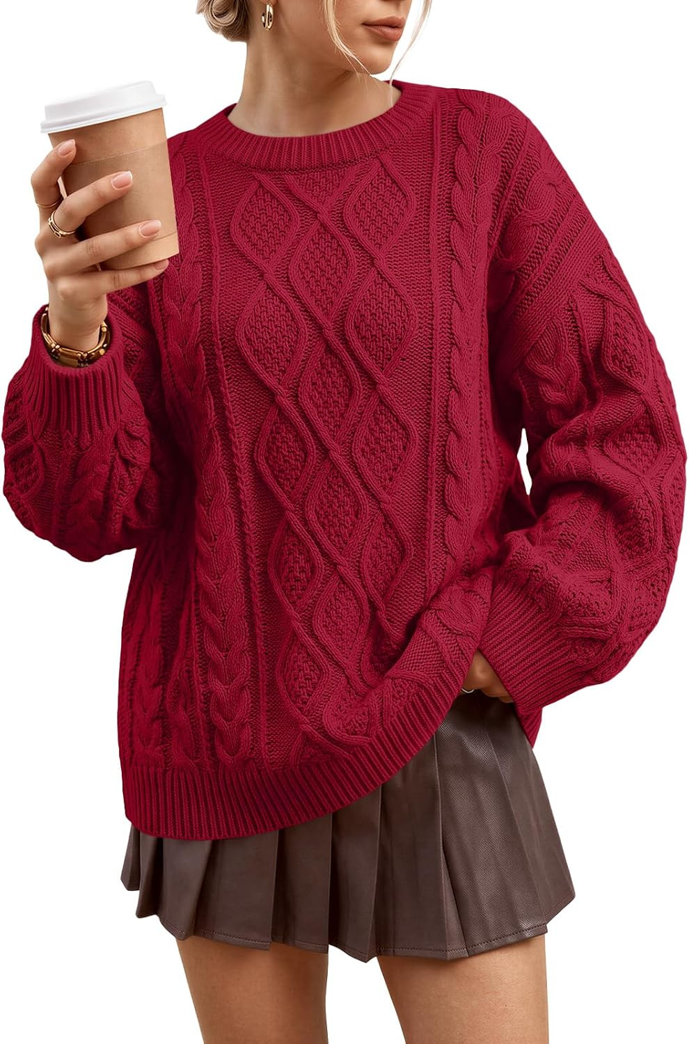 Trendy Queen Women Oversized Cable Knit Sweaters 2026 Fall Fashion Outfits | Amazon (US)