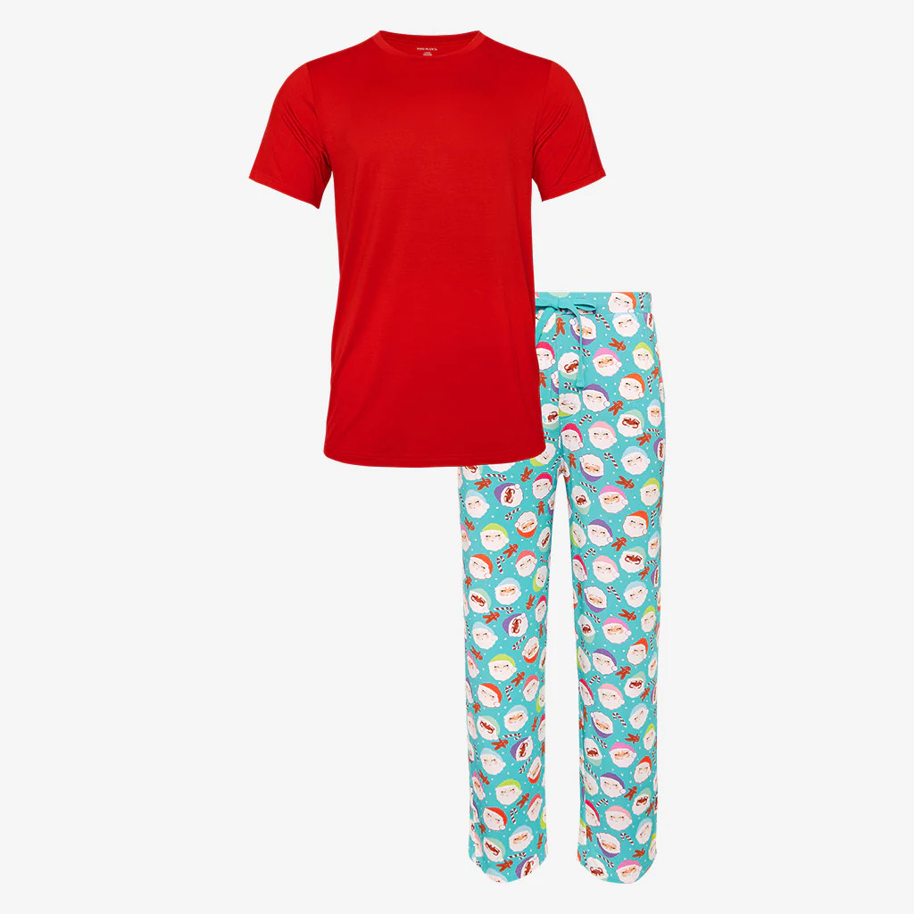 Santa Clause Green Short Sleeve Men's Pajamas | Glitterville™ x Posh Peanut® | Posh Peanut