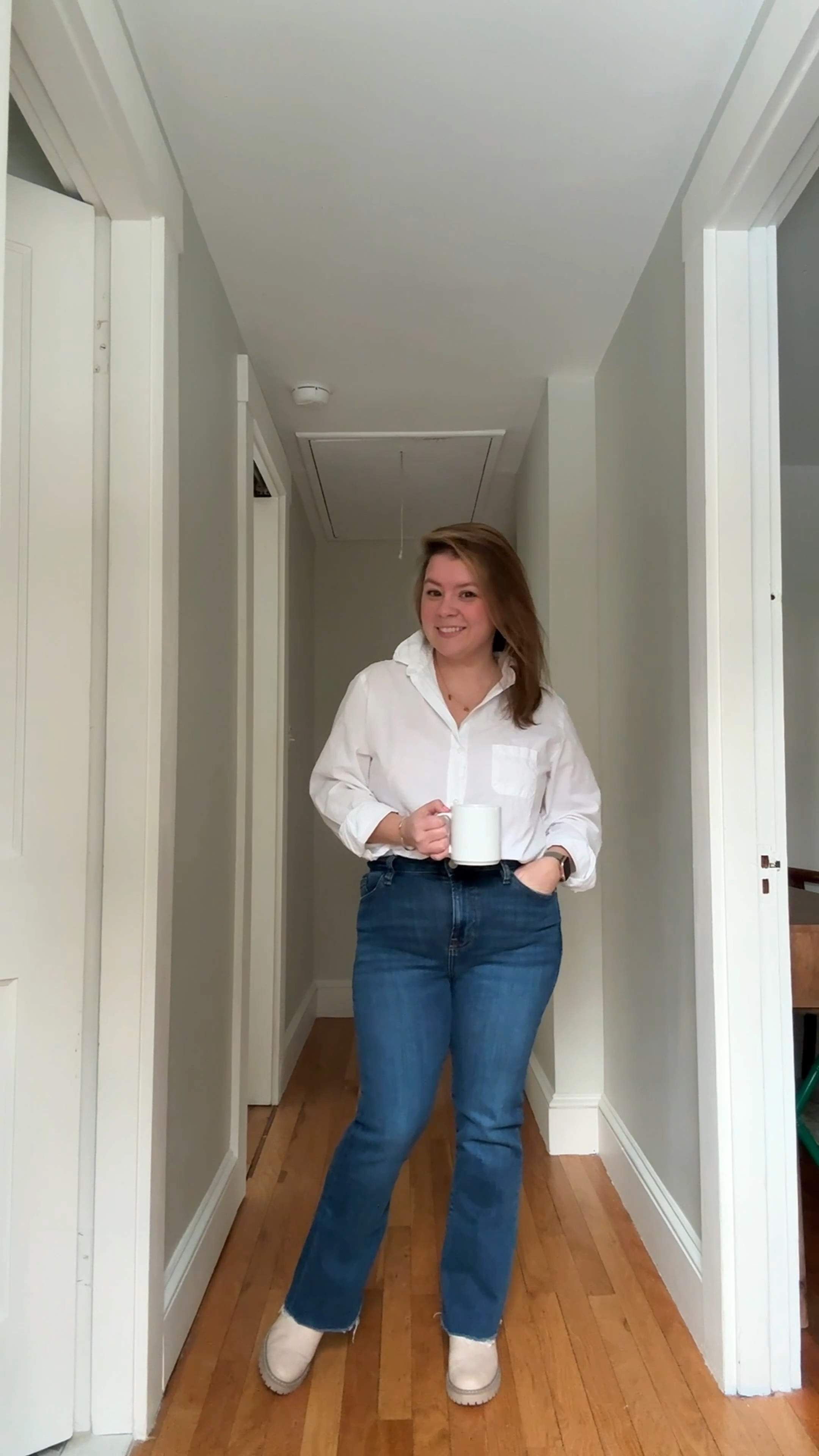 Day 29
Feeling like a classic combo, a favorite white button down, @frame bootcut denim, and @dolcevita booties 

#LTKMidsize #LTKOver40 #LTKSeasonal