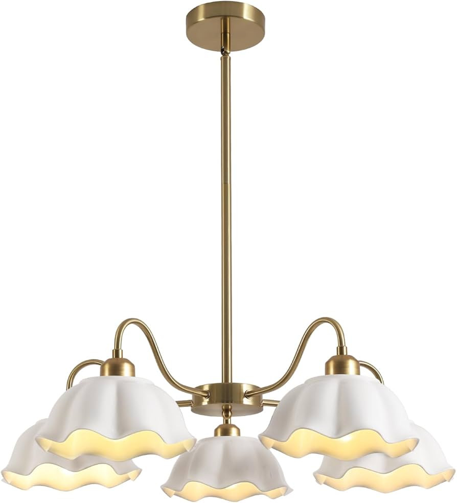 5-Light Gold Sputnik Chandelier Semi Flush Mount Chandelier Mid Century Modern Sputnik Chandelier... | Amazon (US)