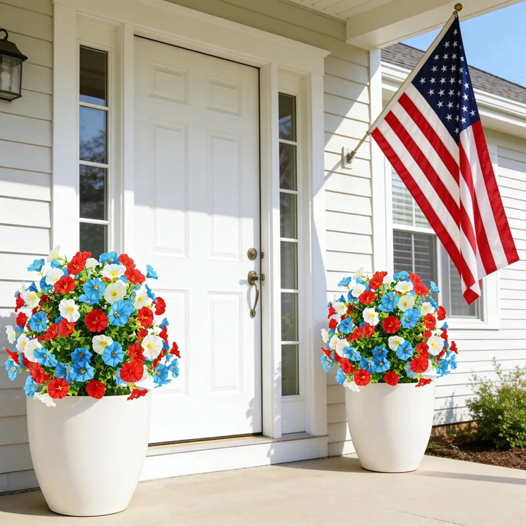 Artificial Topiary Trees Violet Ball Flower, 4th of July Decor,Patriotic Tree Decoration with Gro... | Walmart (US)