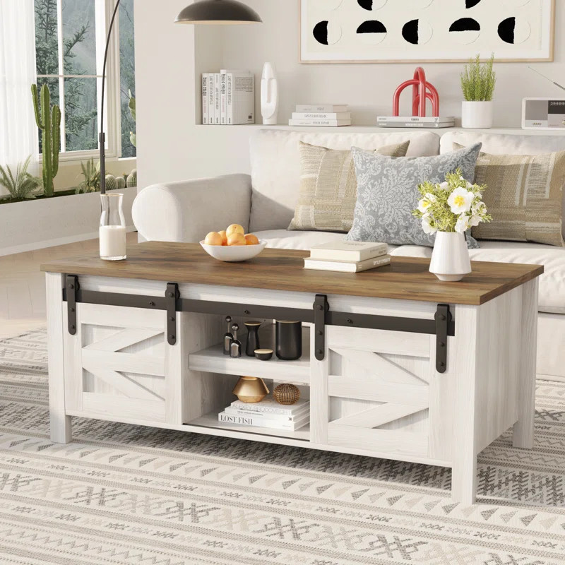 Esben 47.2'' Long Coffee Table with 2 Sliding Doors and 3 Hidden Storage Compartments | Wayfair North America