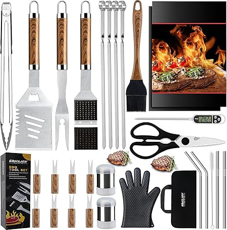 grilljoy 31PC Heavy Duty BBQ Grilling Accessories Grill Tools Set - Stainless Steel Grilling Kit ... | Amazon (US)