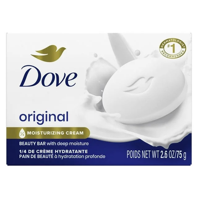 Dove Beauty Bar Soap for Women Original with 1/4 Moisturizing Cream All Skin, 2.6 oz | Walmart (US)