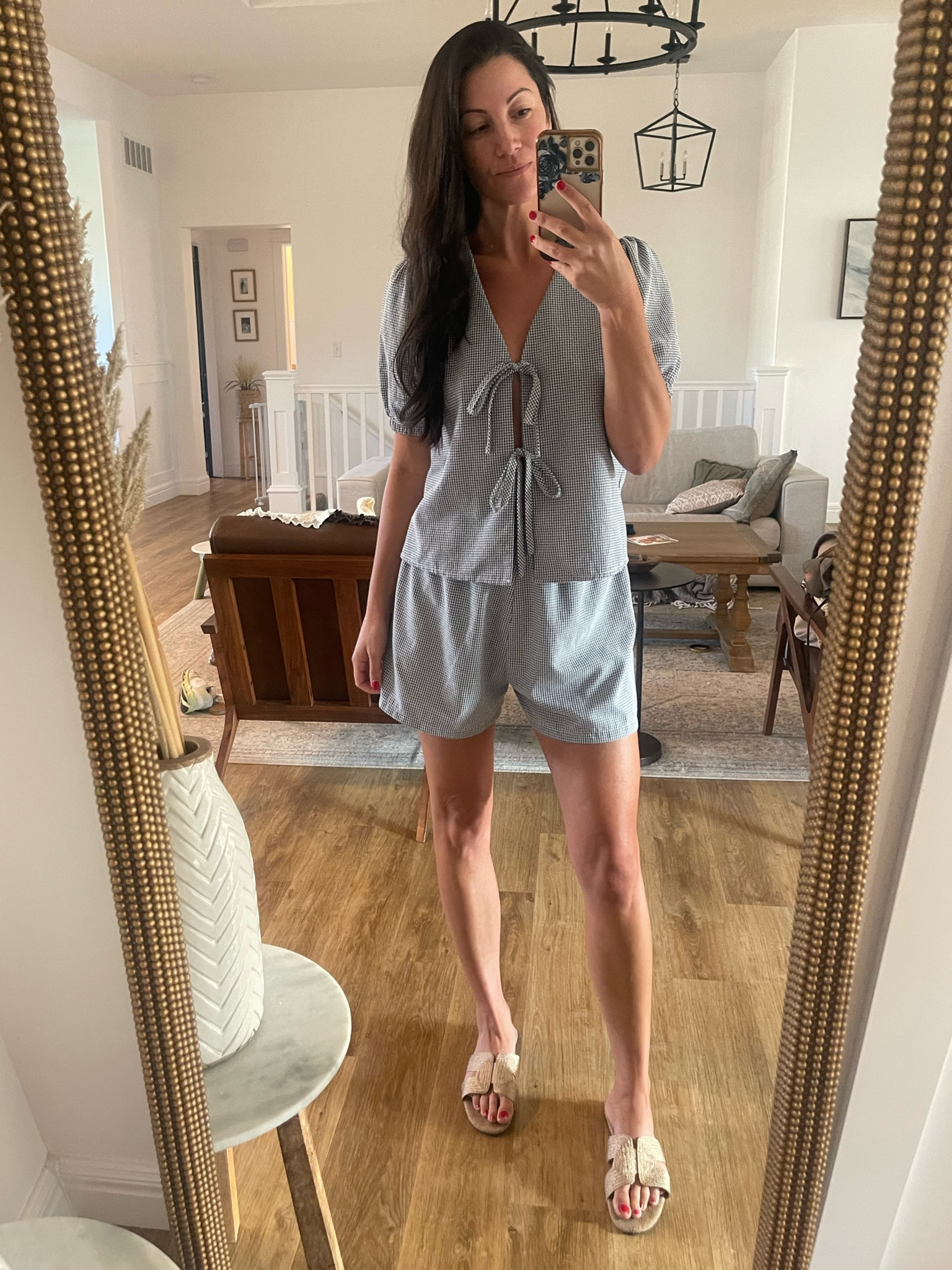 Love this matching set from Amazon! The blue gingham pattern, front ties and puff sleeves make this outfit! You can dress it down or up! Available in a few colors and patterns. Size reference - M (waist 28) 

Peplum top, boxer shorts, summer outfit, Amazon finds 

#LTKStyleTip #LTKFindsUnder50