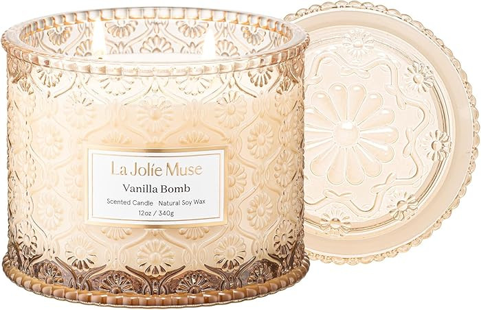 LA JOLIE MUSE Vanilla Bomb Candle | Lemon Zest, Fressia & Patchouli | 12 oz Large 2-Wick Soy Wax ... | Amazon (US)